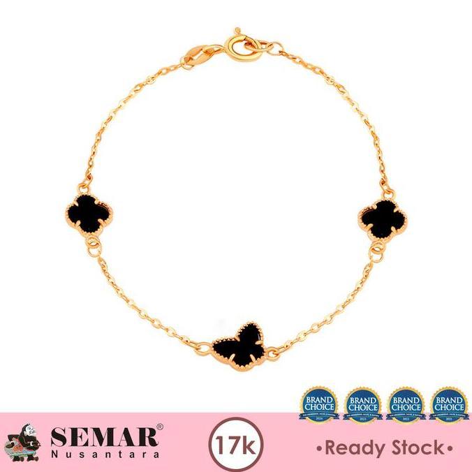 Terlaris Gelang Emas Black Clover Butterfly Gold 17K Semar Nusantara