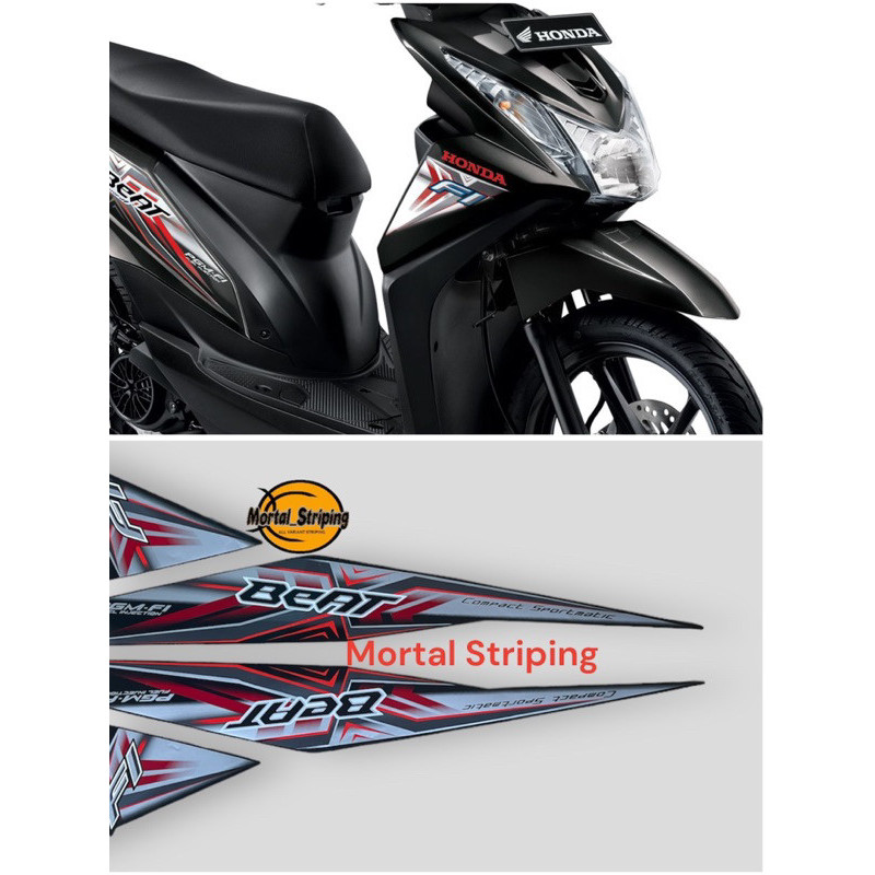 STIKER STRIPING LIS BODY BEAT FI 2014 2015 FULL HITAM berkualitas original motorcrly