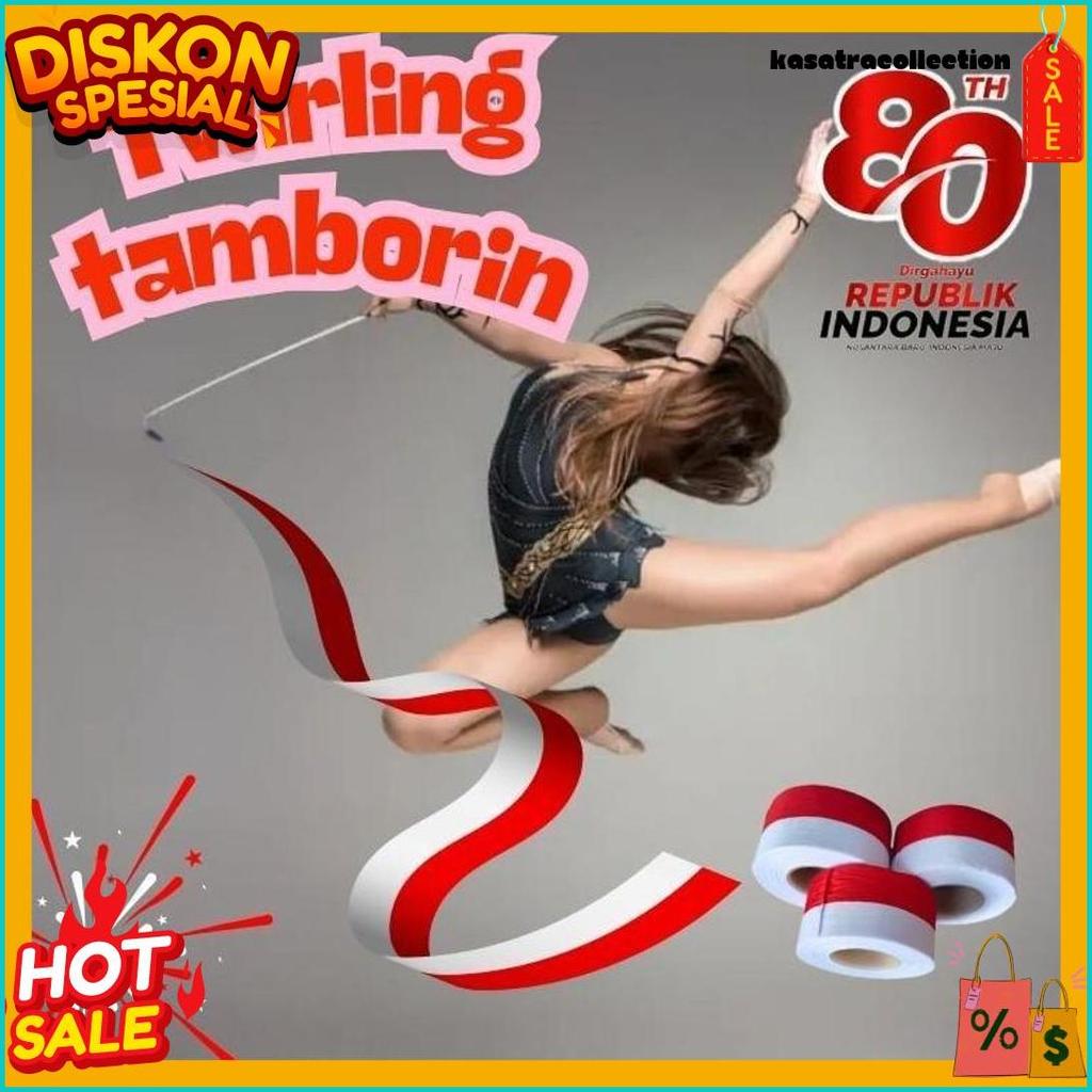 Diskon Kemerdekaan 2 M Pita Twirling Satin Dan Tongkat Twirl Aksesoris Tari Nari Penari Tarian Tambo