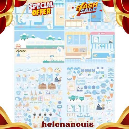 Buku Stiker DIY BEAR Quite Book Beruang Landscape Sticker Ruangan UNIK