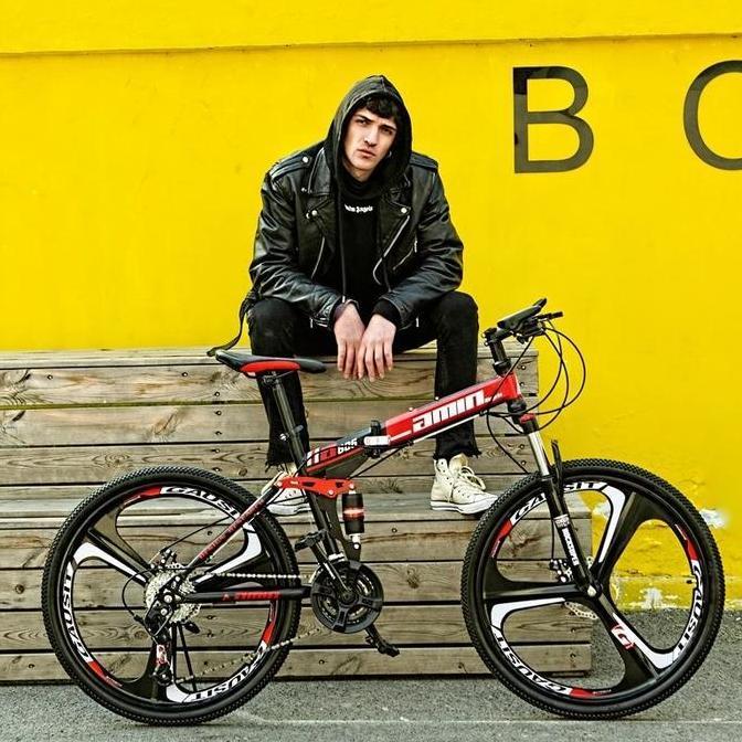 Terlaris Sepeda Gunung Lipat Mtb Amin Racing Bike (Folded) 26 Inch - Velg 10, 21 Speed