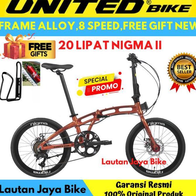 Terlaris Sepeda Lipat 20Inch 451 United Nigma Ii Alloy 8 Speed