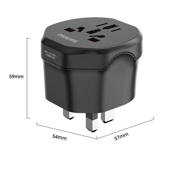 Philips Steker Travel Adaptor Universal Over Steker Colokan Stop Kontak Kaki 2 Kaki 3 [terbaik]