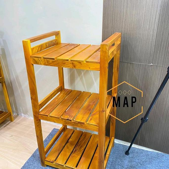 Dkrs- (Kayu Jati) Rak 3 Susun Kayu Jati Rak Dispenser Dan Magicom Finishing Plitur Mengkilap 06