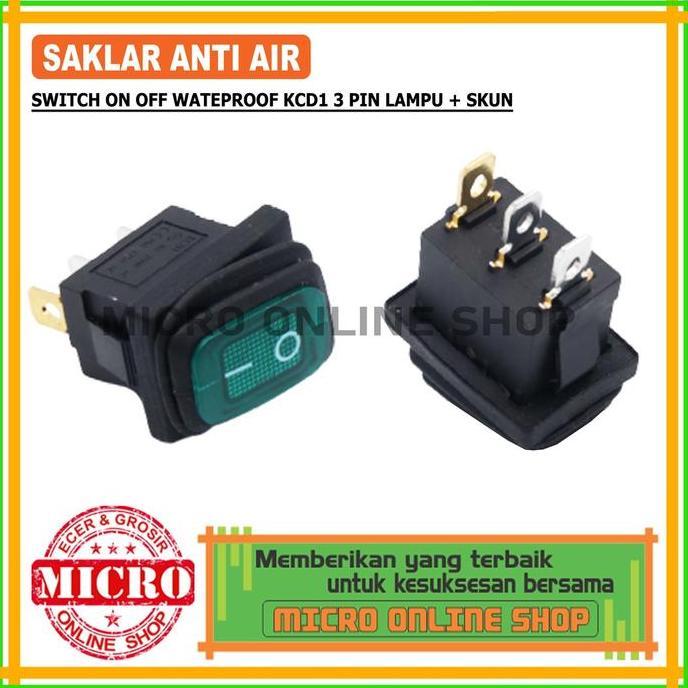 Expert- Saklar On-Off 3 Kaki Anti Air Hijau + Skun Switch On-Off