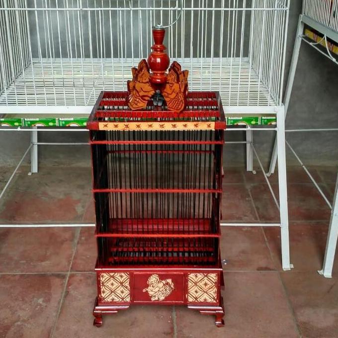 PROMO - Kandang burung ukir Semar kayu jati burung kenari ,cerucuk dll