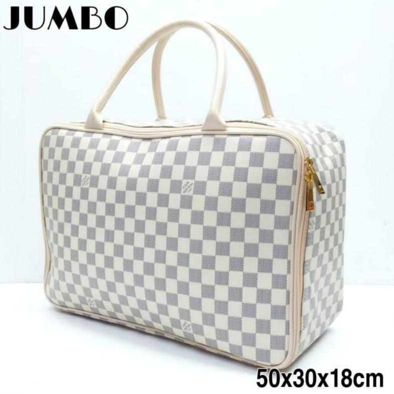 TRAVEL BAG JUMBO PREMIUM TAS PAKAIAN JINJING KOTAK KREM