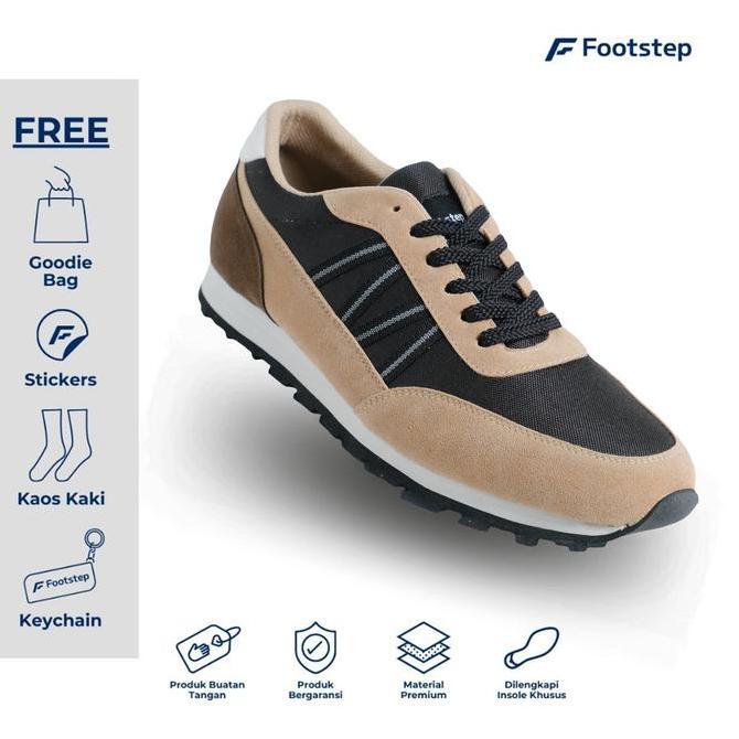 TERMURAH - Footstep Footwear Sepatu Pria Sneakers Spezia Brown Original Shoes Casual Snekers Black R
