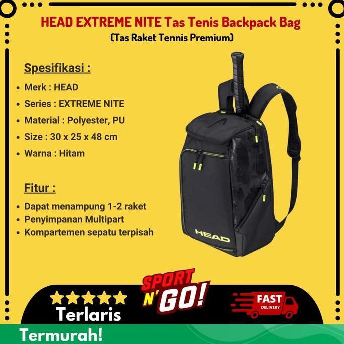 HEAD EXTREME NITE Tas Tenis Backpack Bag - Tas Raket Tennis Premium