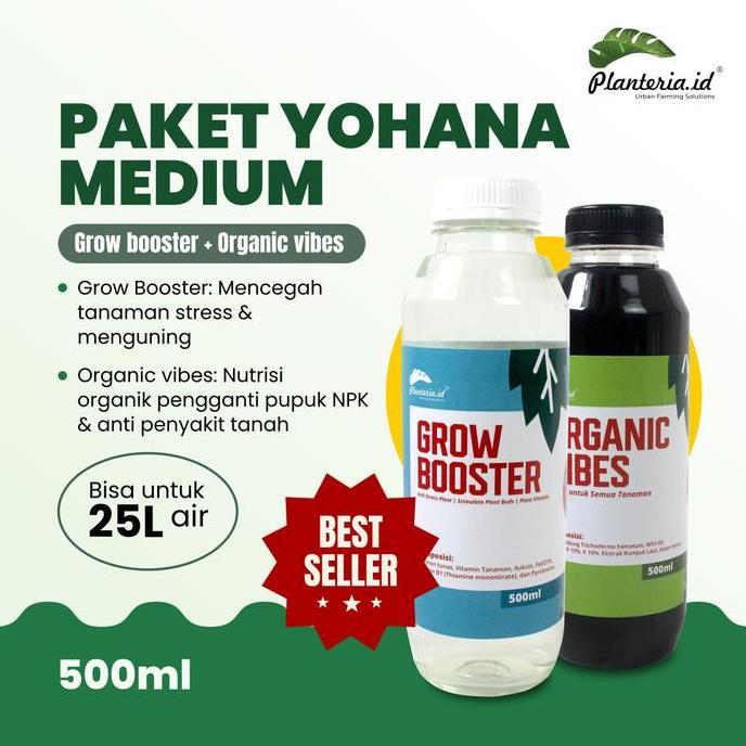 Plnt- Paket Yohanna Organic Vibes 500Ml+ Grow Booster 500Ml Tanaman Daun Npk  Pupuk  Jamur Sprayer