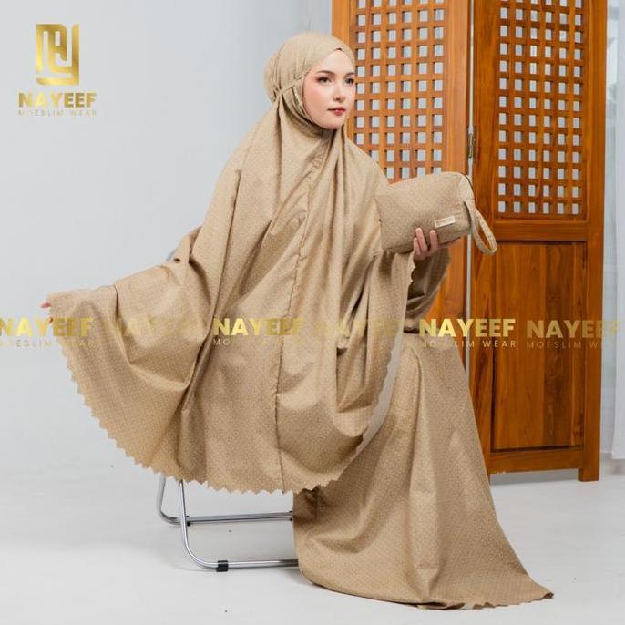 Syukron- Nayeef Mukena Traveling Dewasa Mikrotex Motif Printing Premium 2In1 Resleting Dagu Lembut T