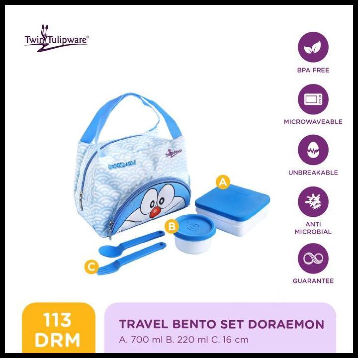 Good Quality Kotak Makan Twin Tulipware Travel Bento Set Doraemon