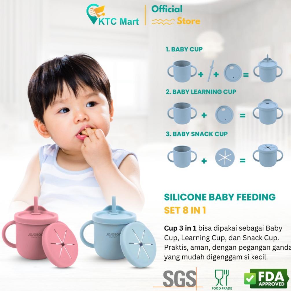 Termurah Jojoboo - 8 In 1 Peralatan Makan Bayi Set Silicon Suction Food Grade Baby Feeding Set