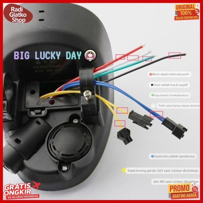 Terlaris Lampu Sepeda Listrik Indikator Bateri + Kunci Kontak 48V - 60V Bentuk Kotak Motor Listrik S