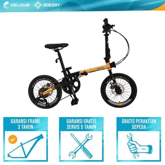 Terlaris Sepeda Lipat Odessy Roxas Ukuran 16 Inch Bahan Chromoly - 8 Speed