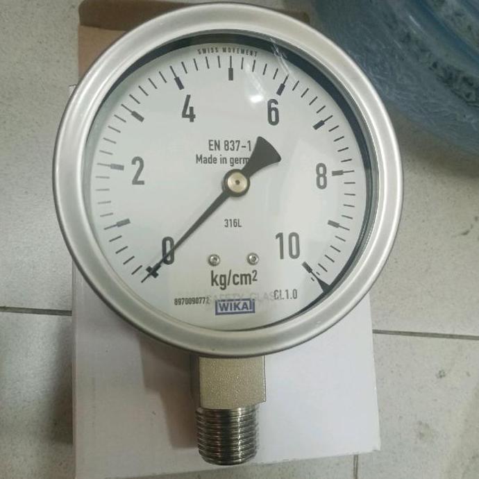 TERLARIS - Wika Pressure Gauge SS Wika 4" inch 4bar/kg - 6bar/kg - 10Bar/kg - 16bar/kg - 20bar/kg - 