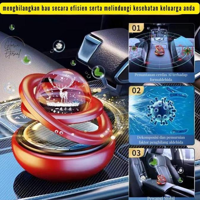 [Gloria] Parfum Mobil Tahan Lama / Pewangi  Car  Energi Matahari Bisa Berputar Bola Krystal Termurah