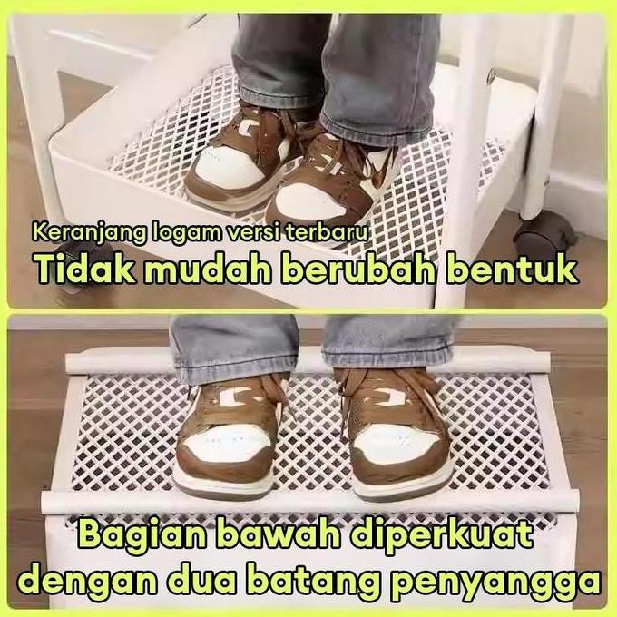 100% BesiRak Troli Susun 4 tingkat Rak Susun Serbaguna Rak kamar mandi Rak besi susun Rak snack Rak 