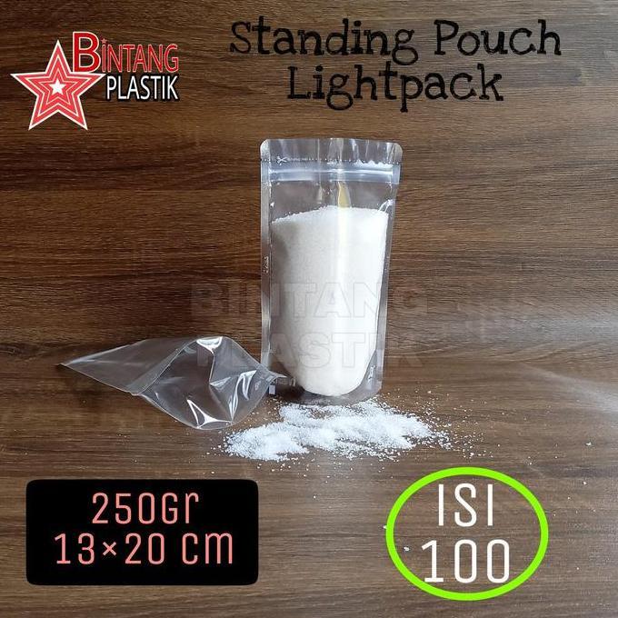 Standing Pouch LIGHTPACK 250gram 13x20 cm Plastik Klip Bening isi 100
