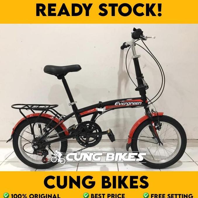 Terlaris Sepeda Lipat 16 Inch Folding Bike Evergreen 7 Speed Untuk Anak Anak Sampai Dewasa
