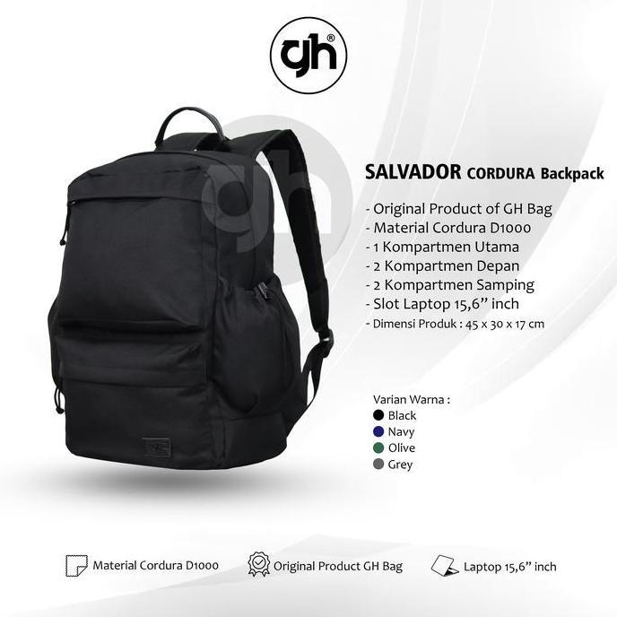 Bag- Gh-Bag Tas Ransel Tas Sekolah Kuliah Kerja Salvador Backpack Pria Wanita