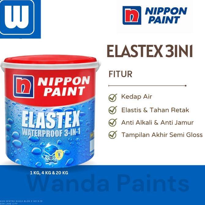 Wutwut- Cat Tembok Nippon Elastex Waterproofing (4 Kg) Galon