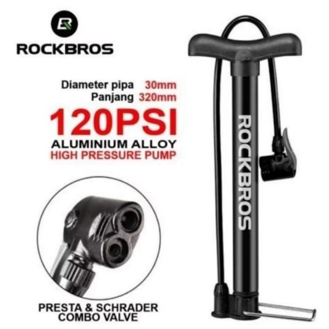 Pompa Sepeda Dan Motor Rockbros Mini 120psi Alloy Pentil Schrader