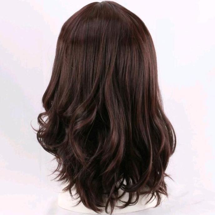 Wig Pria Rambut Panjang Bergelombang Belahan Tengah