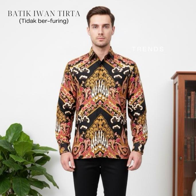 Kemeja Batik Motif Iwan Tirta, Batik Pria Lengan Panjang Terbaru, Kemeja Batik Formal Dengan Motif B