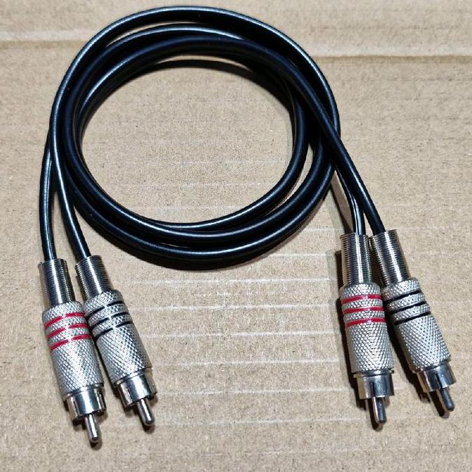 Fuxc- Kabel Input Dobel 2-2 Jek Rca Besi To Jek Rca Besi Panjang 1 Meter