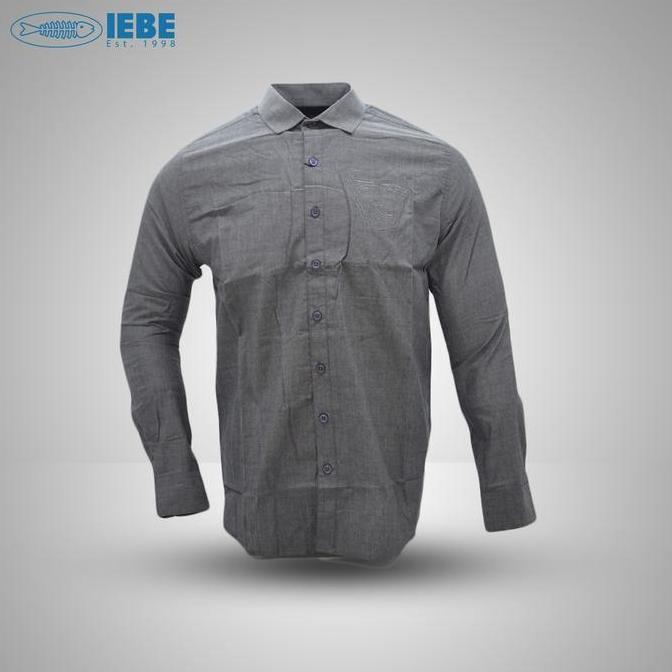 Kemeja IEBE Lengan Panjang A3AH8003 kerja kerah  casual Flannel Kancing