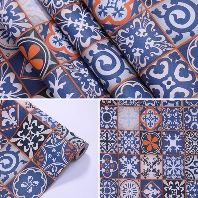 Promo Wallpaper Sticker Stiker Dinding Tegel Klasik Ubin Retro 45cm x 9m Diskon