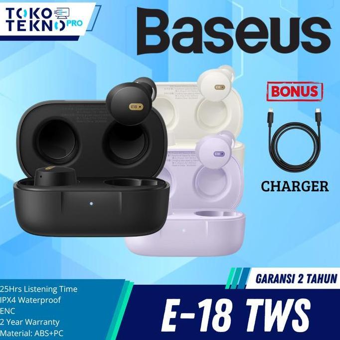 Azrilbagusshop - Baseus Bowie E18 Tws Bluetooth Earphone Enc Ipx4 Original