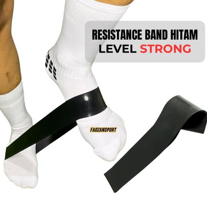 Resistance Band Karet Latihan Otot Kaki Polos Hitam Olahraga Outdoor Level Strong