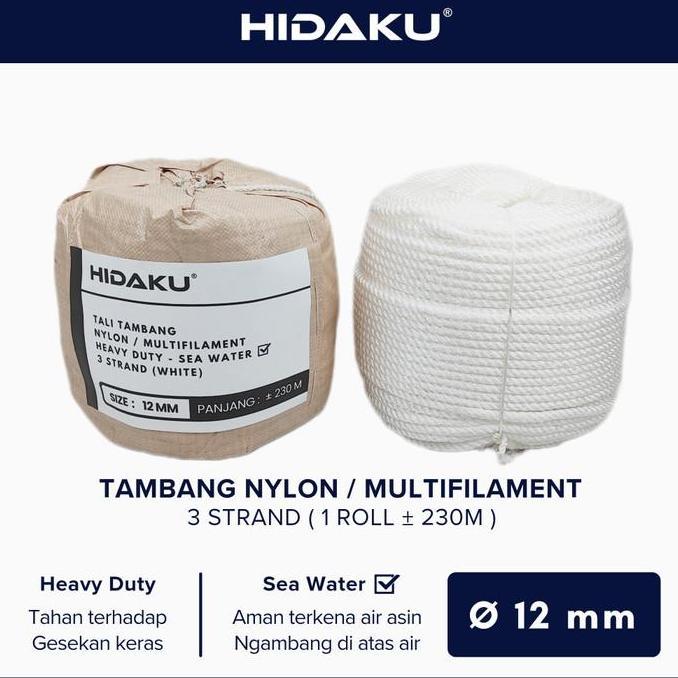 HIDAKU tali tambang nylon 12mm ROLL / tambang nilon 12mm / ROLL