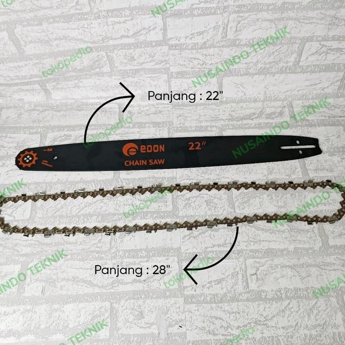EDONPaket Guide bar Chainsaw 22" bar Plat dan Rantai sparepat chainsaw