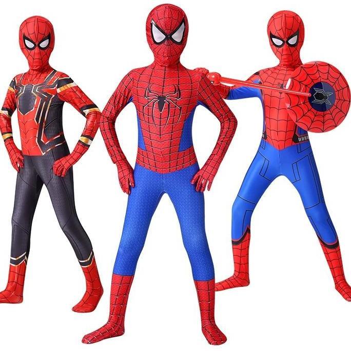 ASLI Kostum Spiderman Anak Superhero Cosplay Costume Jumpsuit +Topeng Fashion Baju READY STOCK