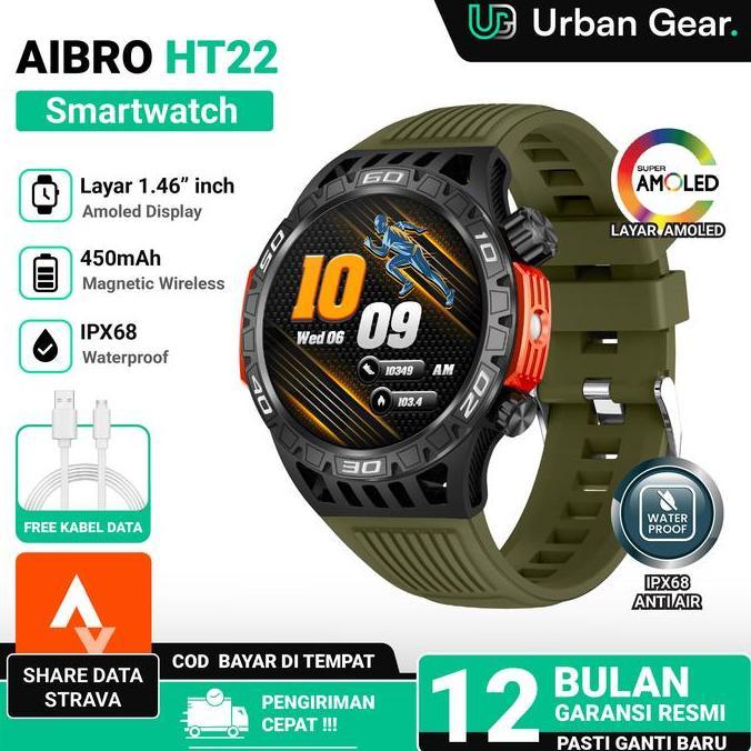 [ Guncang 12.12 ] Anti Air Smartwatch Amoled Aibro Ht22 Jam Running Support Strava Pria 1.46 Inch Fu