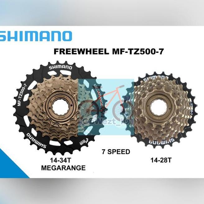 Freewheel Gear Belakang Sepeda 7 Speed Drat Ulir Shimano 1428T 1434T