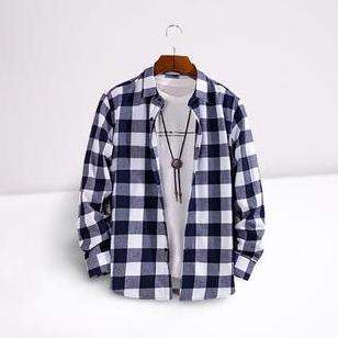 Kemeja Kotak Flanel Merah Pria Lengan Panjang Distro Premium Hem Cowok - Katun, Casual Semi Retro