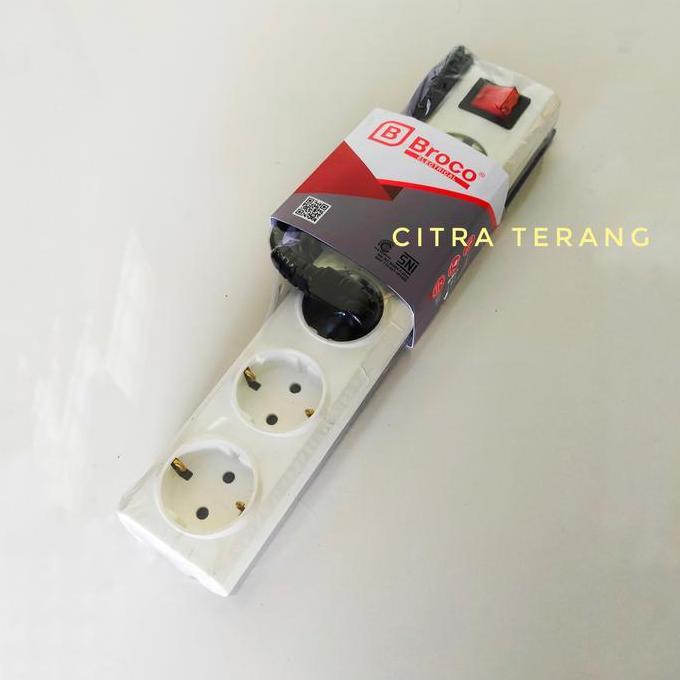 NEW Broco Stop Kontak Arde + Saklar + Kabel 1,5 Meter