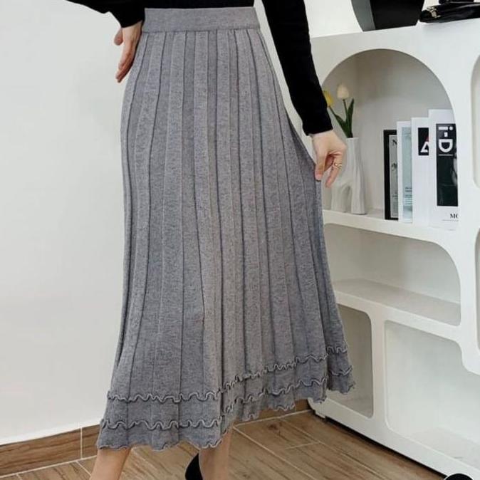 Rok rajut import / rok wanita bahan rajut Panjang Midi
