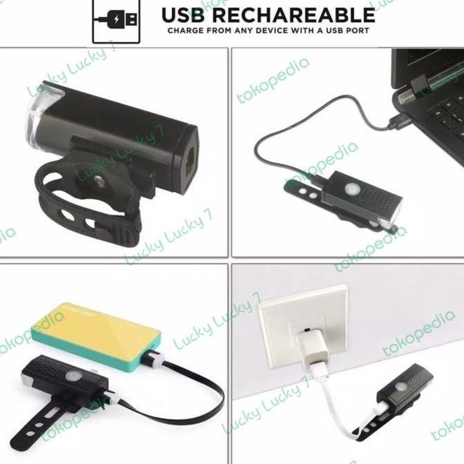 Promo Lampu Depan Led Sepeda Lampu Depan Sepeda LED Usb Lampu Senter LED Sepeda Rechargeble COD