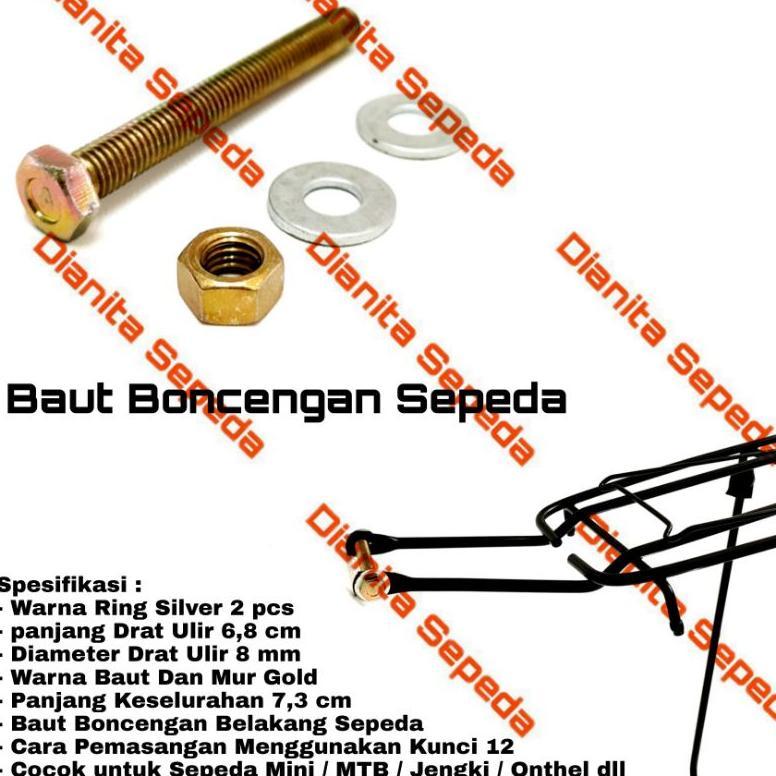 Premium Baut Mur Sekrup Boncengan Bagasi Belakang Sepeda Mtb Mini Jengki Onthel Ring As Rak