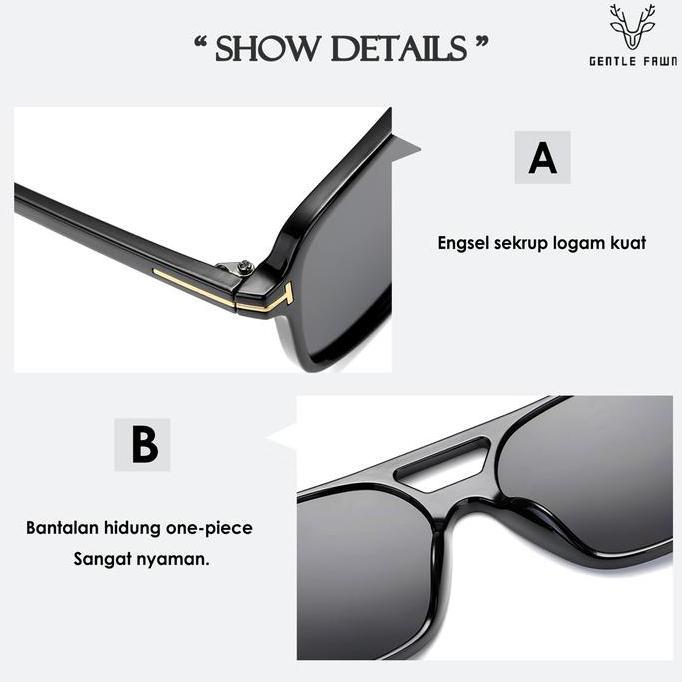 Gentle Fawn Sunglasses Kacamata Hitam Unik Double Bridge Anti UV 3885