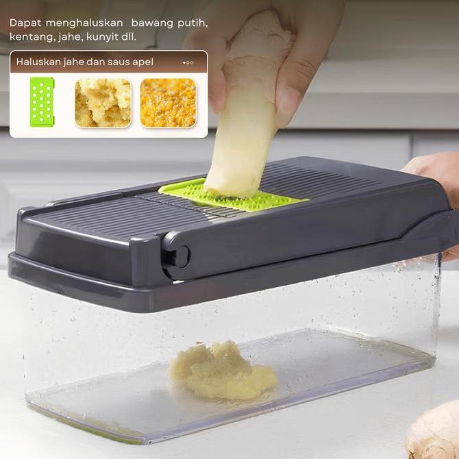 [EXCLUSIVE AMELIAKHYAR] Funnycook Parutan Sayur 16in1 Pemotong Serbaguna Kitchenware Alat Pemotong S