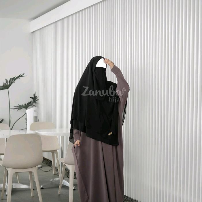 (Ready) Abaya Batwing By Zanuba Basic Abaya Muslim Gamis Dress Wanita Turki Syari Hitam Simple Crink