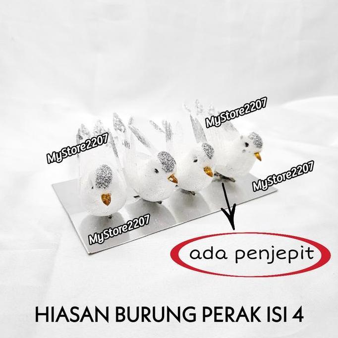 Jepitan Burung Merpati Putih ISI 4 / Hiasan Burung Merpati Putih Glitter / Dekorasi Pohon Natal