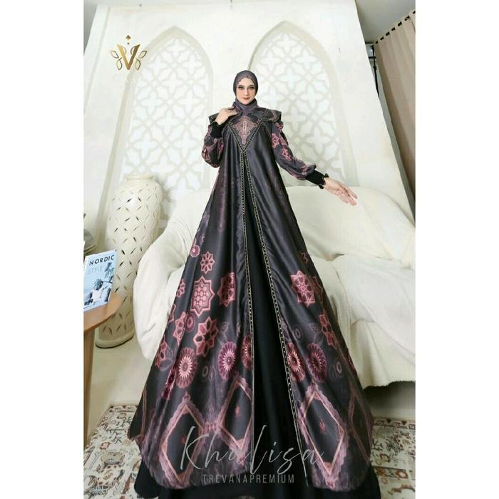 (Ready) Gamis Khalisa Set Scraf By Trevana Motif Mewah Bestseller