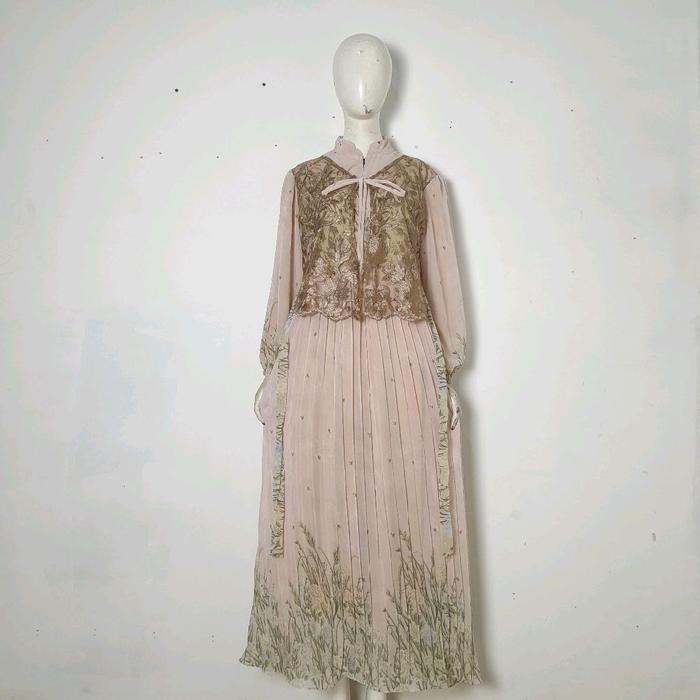 (Promo) Gamis Ceruty Dress Wanita Remaja Terbaru Premium Kekinian Rompi Brukat Prisket 2025 Lebaran 